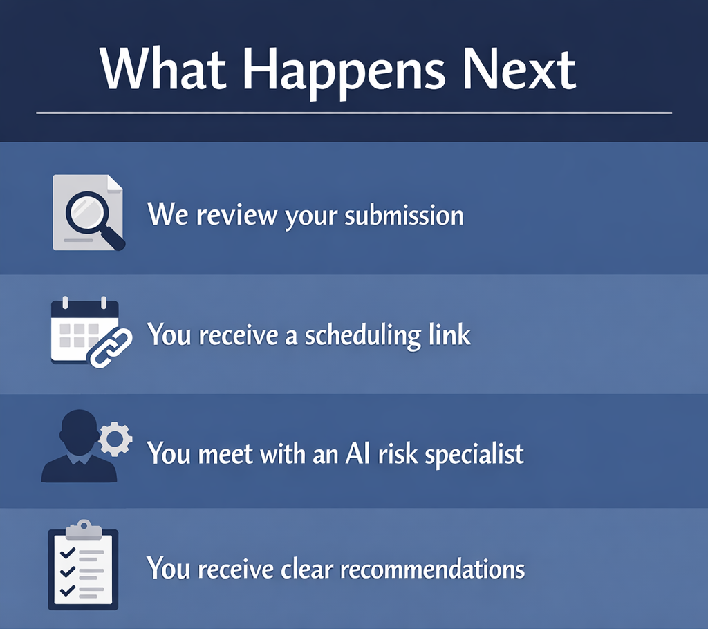 What happens next? Schedule your AI risk audit.